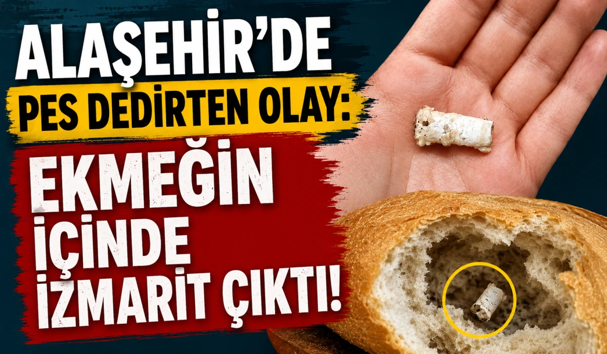 ALAŞEHİR&rsquo;DE EKMEKTEN SİGARA İZMARİTİ &Ccedil;IKTI: VATANDAŞLAR TEPKİLİ