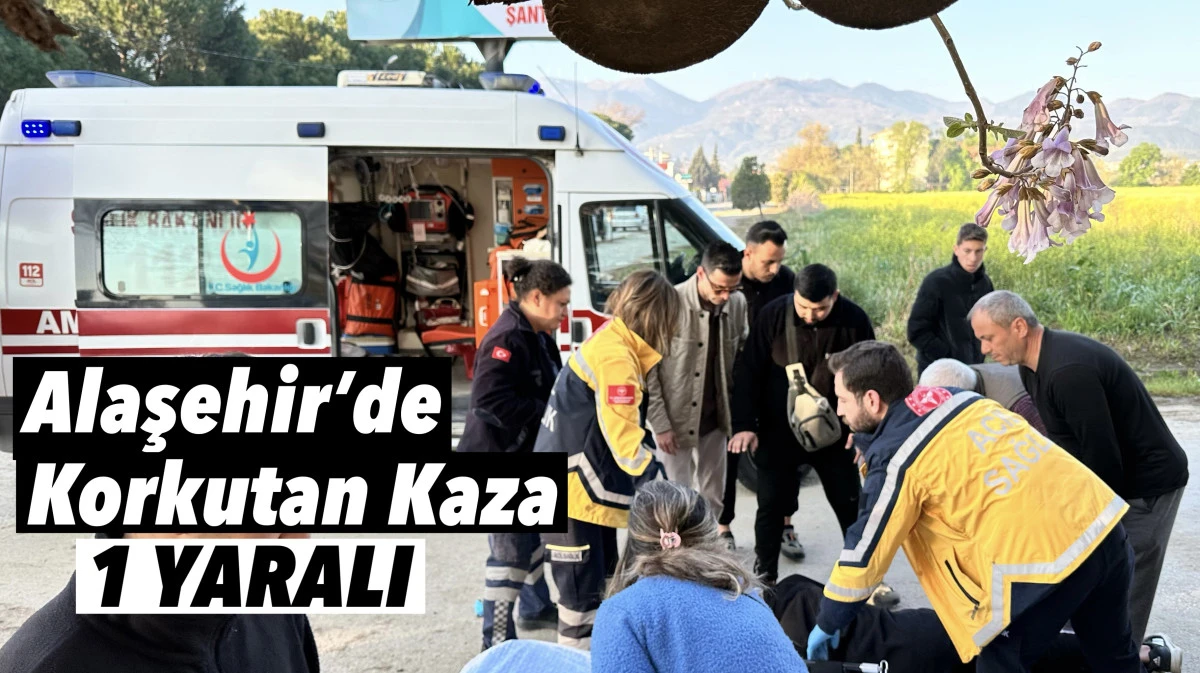 Alaşehir&rsquo;de Kontrolden &Ccedil;ıkan Otomobil Bah&ccedil;e Duvarına &Ccedil;arptı 