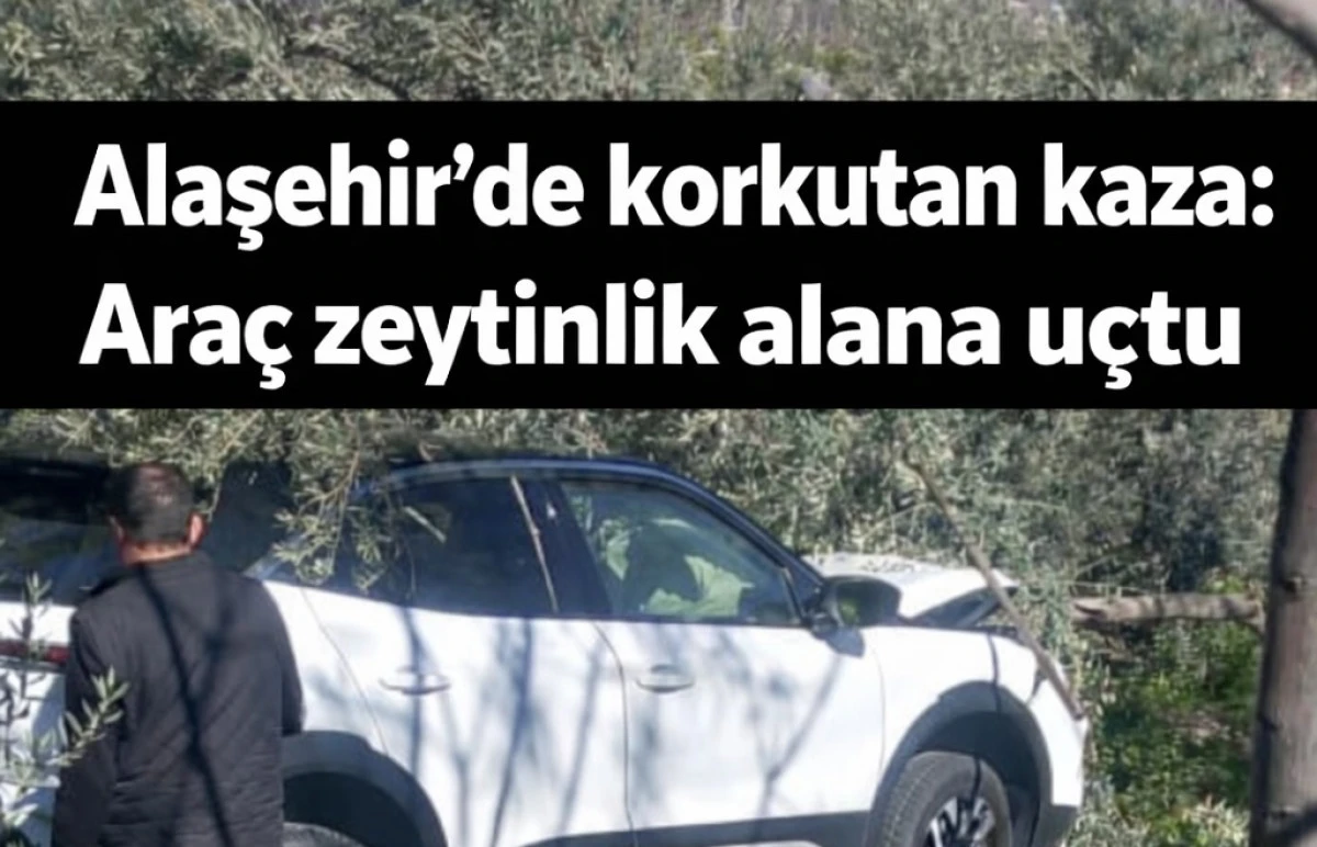 Alaşehir&rsquo;de korkutan kaza: Ara&ccedil; zeytinlik alana u&ccedil;tu