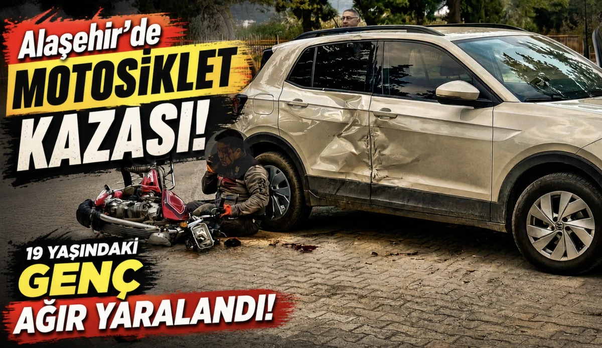 Alaşehir&rsquo;de Motosiklet ile Otomobil &Ccedil;arpıştı: 1 Ağır Yaralı